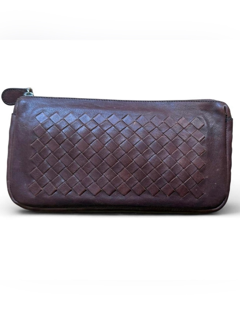 Bottega Veneta Intrecciato Leather Clutch Wallet Brown Small Vintage